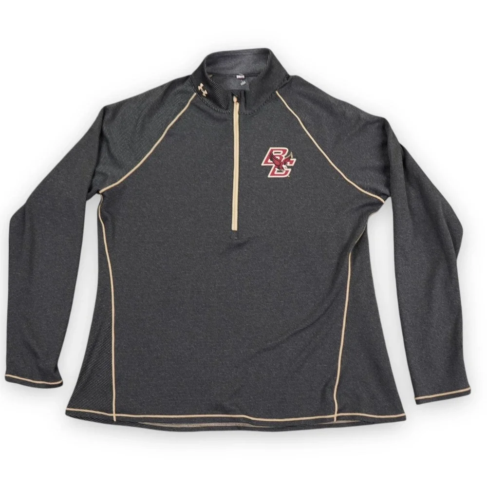 Under Armour Boston College Womens Large 44 Chest 1/2 Zip Pullover‎ Pinstripes
